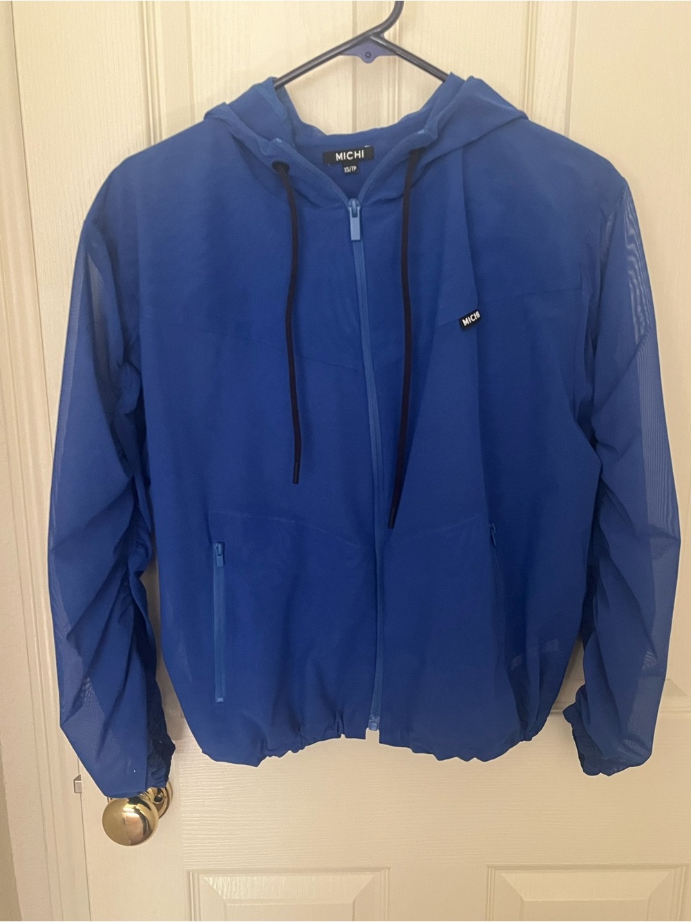 MICHI Bold Blue Hooded Windbreaker Jacket - Picture 2 of 10